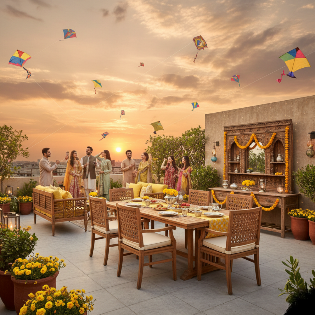 Celebrate Basant 2026 in Style with Mohkam Furnishers: Luxury, Modern, and Wooden Furniture for Your Home on roof