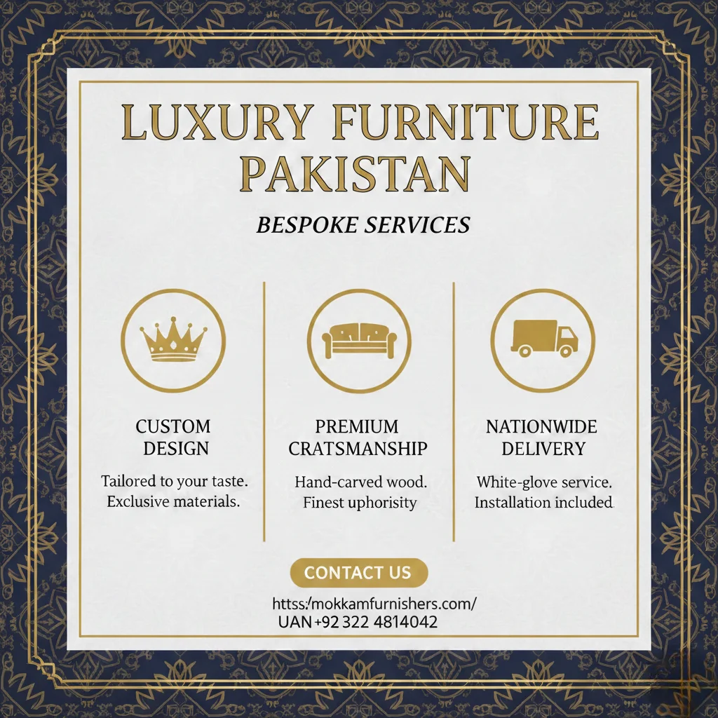 Luxury Furniture Pakistan bespoke offers: custom design, premium craftsmanship, nationwide delivery.