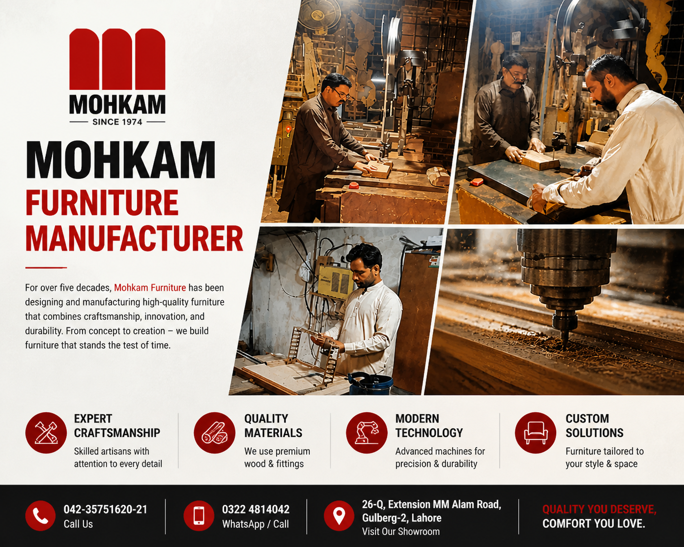Furniture design and manufacturing in Lahore