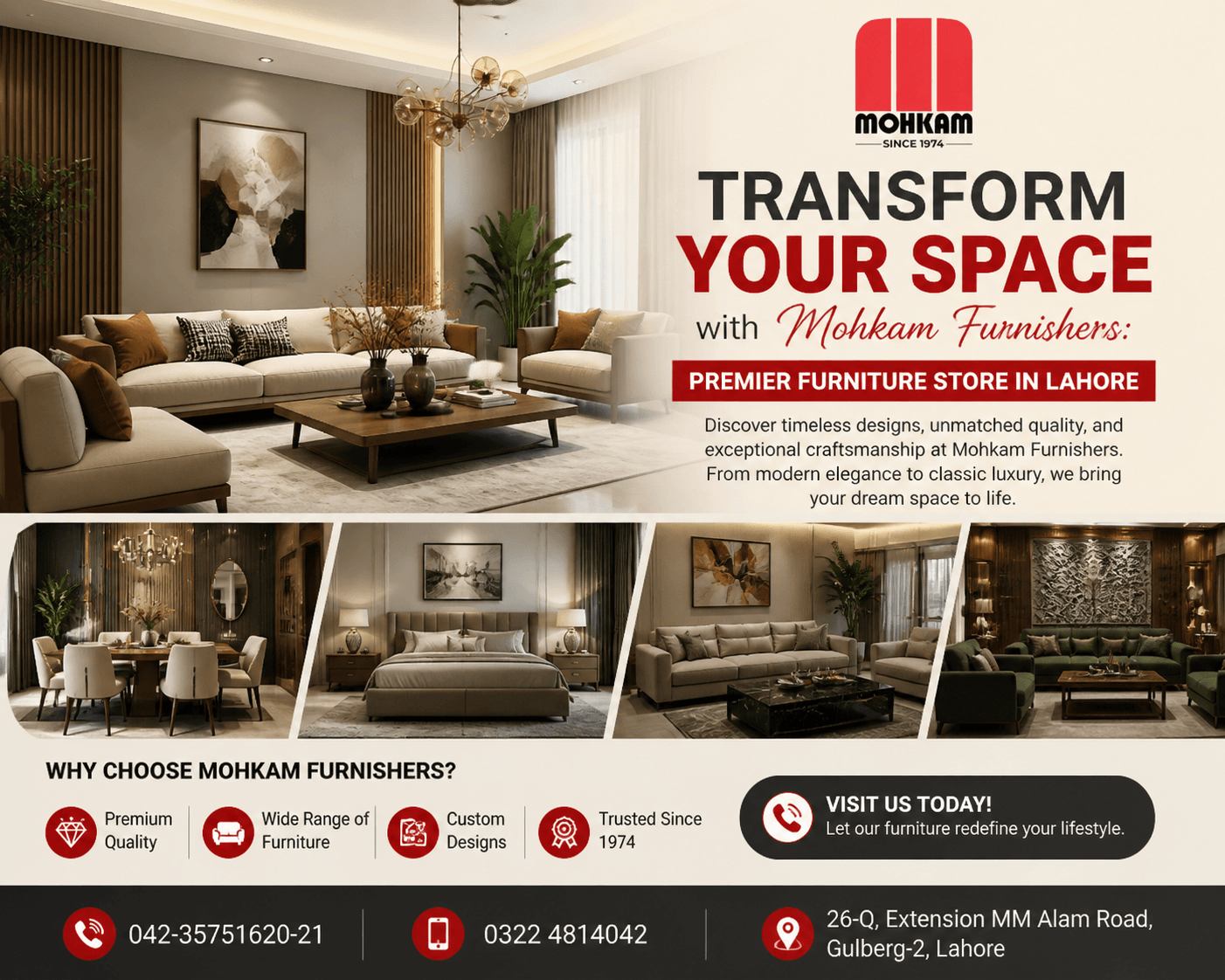 Mohkam Furnishers Lahore.